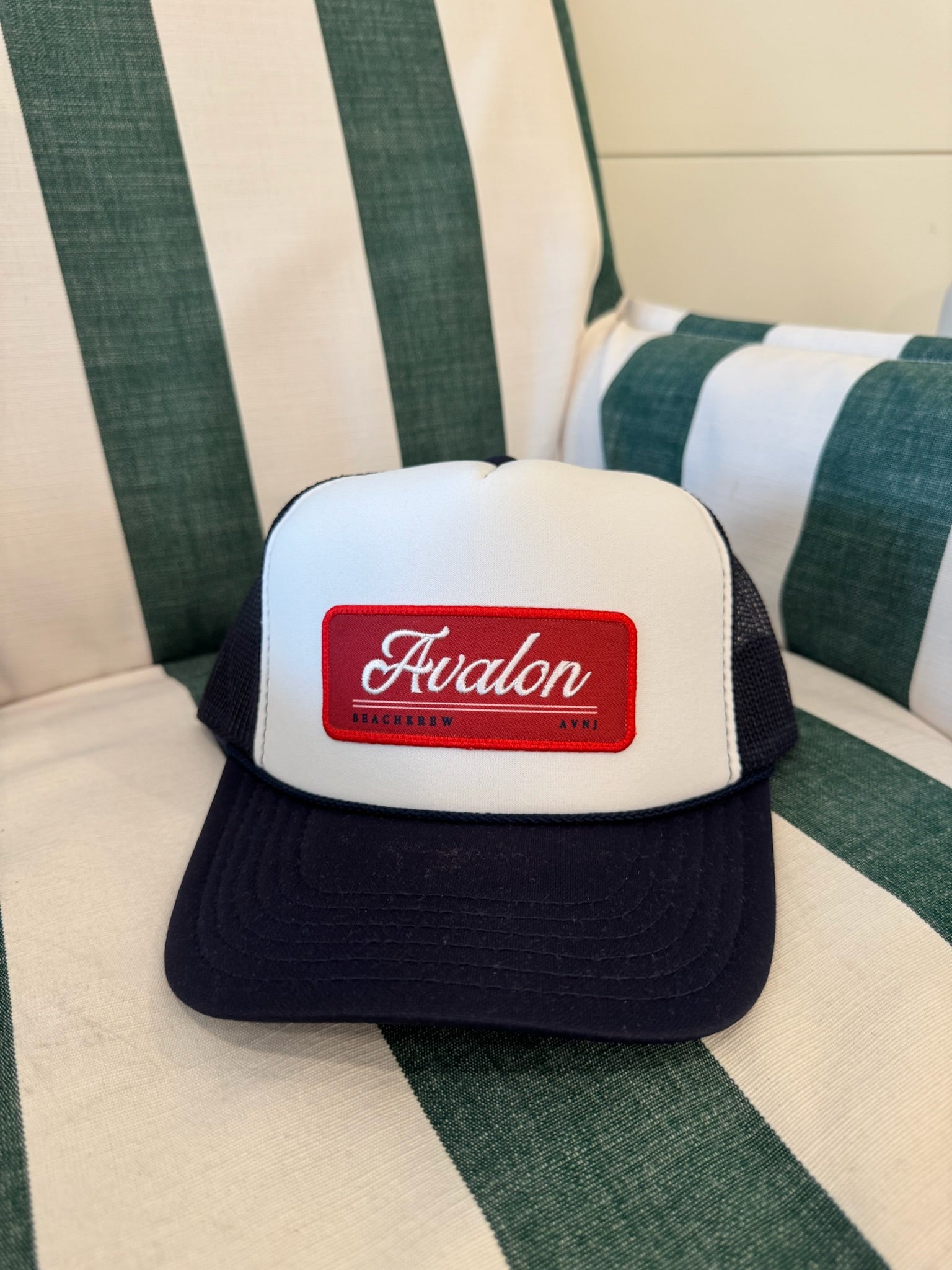 AVALON PATCH TRUCKER HAT - NAVY/ W WHITE