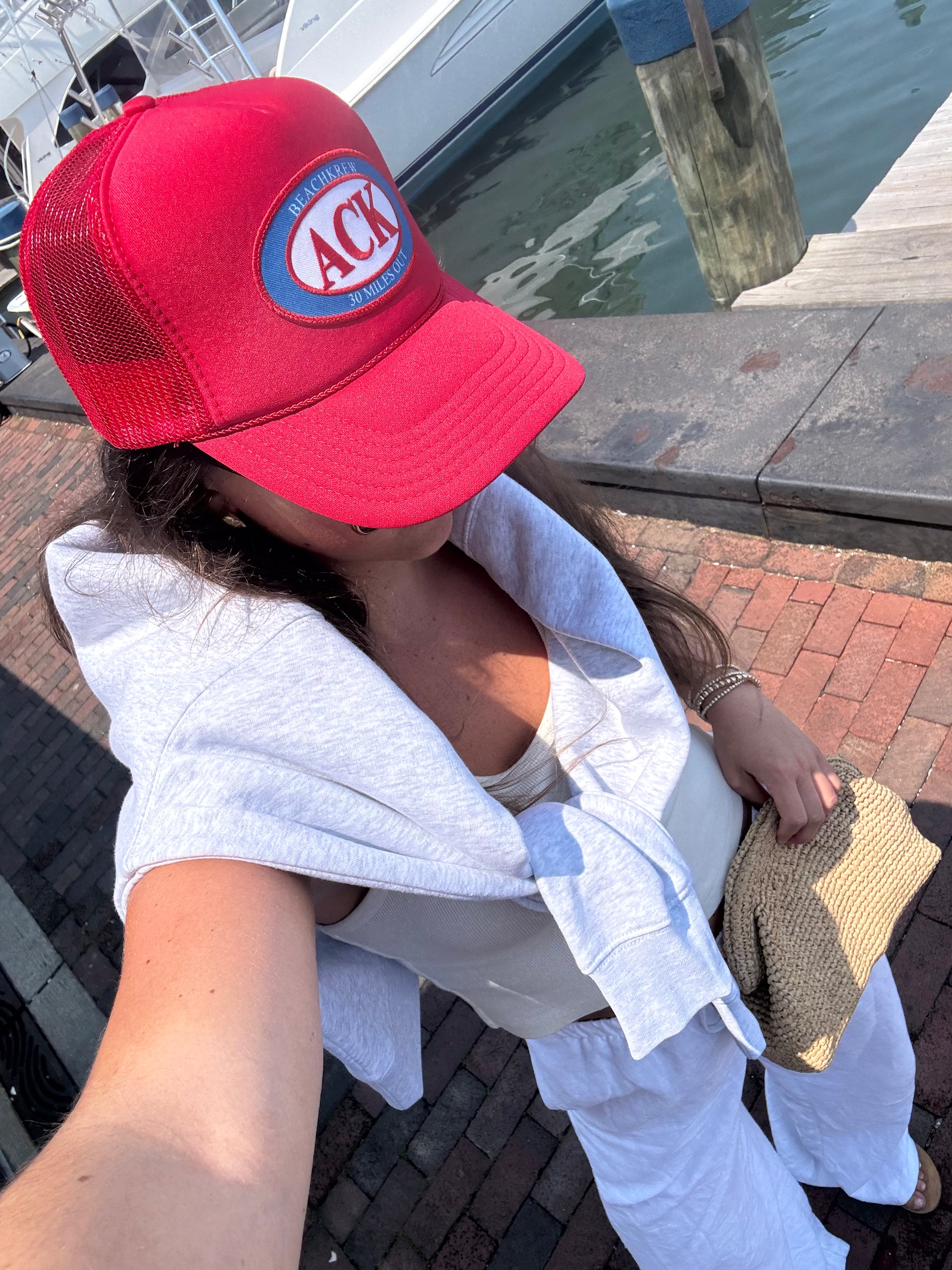 30 MILES OUT PATCH TRUCKER HAT - RED