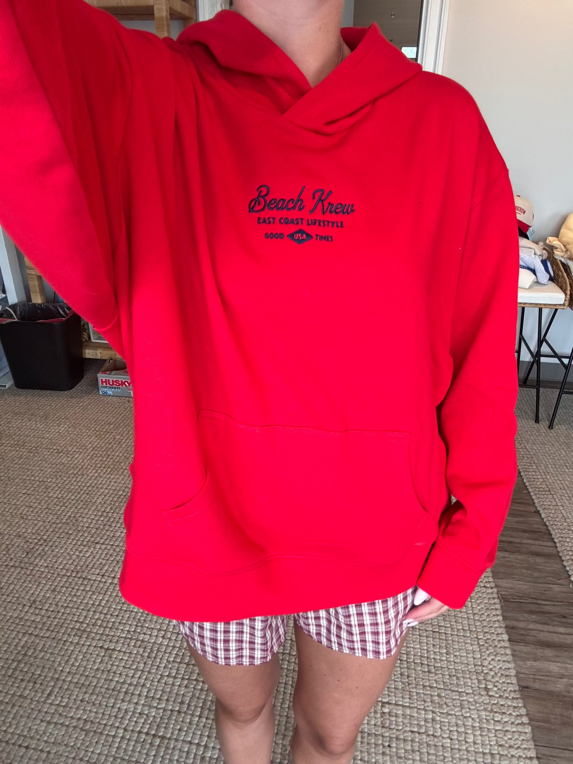 EAST COAST TERRY HOODIE - CHERRY