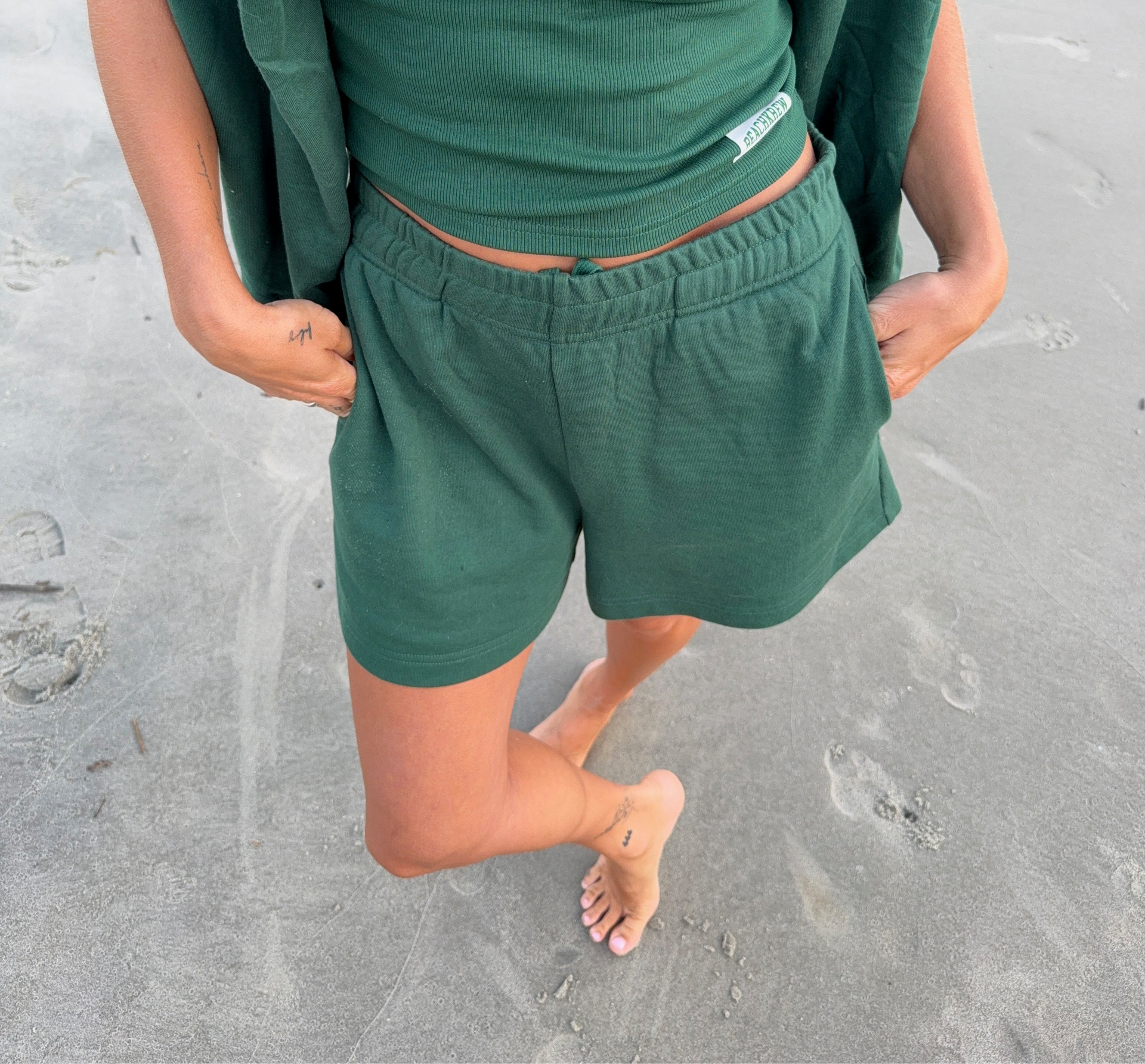 VARSITY PATCH TERRY SHORTS - SEAGRASS