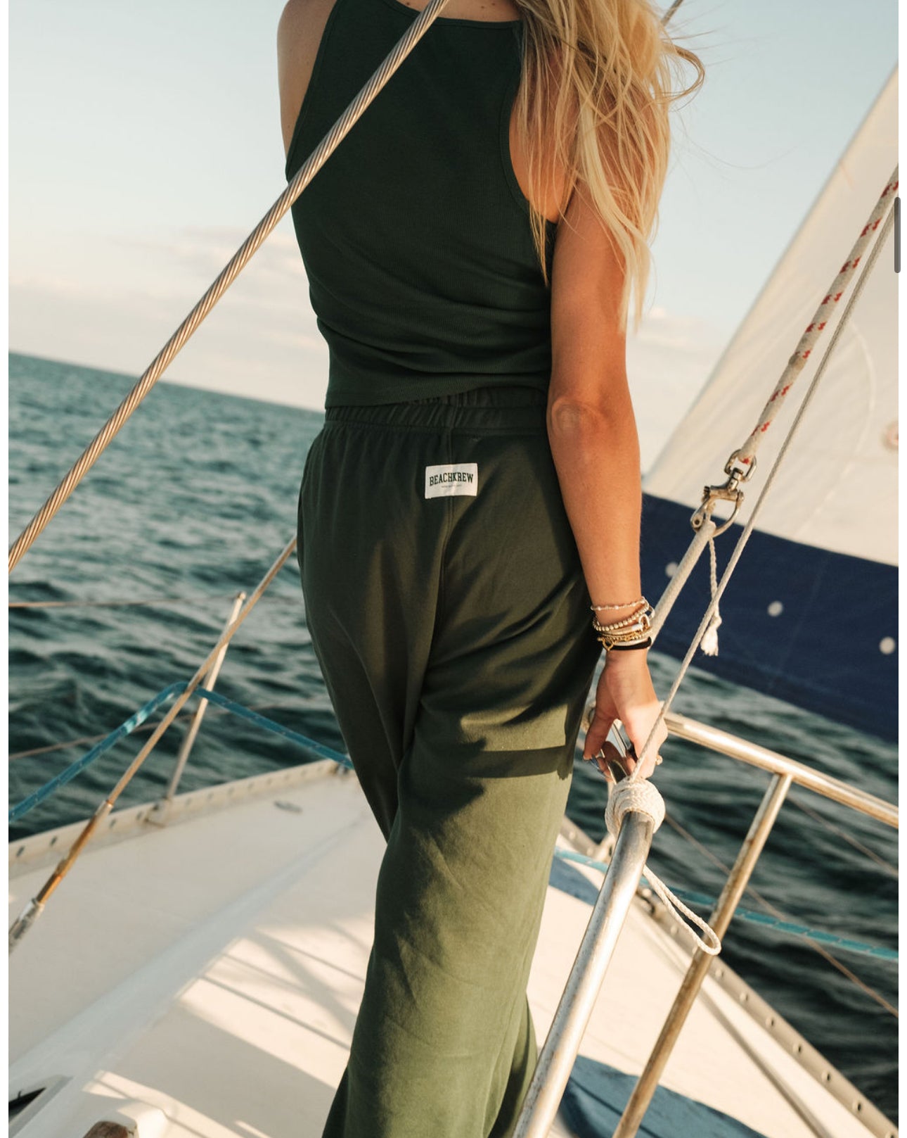 VARSITY PATCH TERRY SWEATPANTS - SEAGRASS