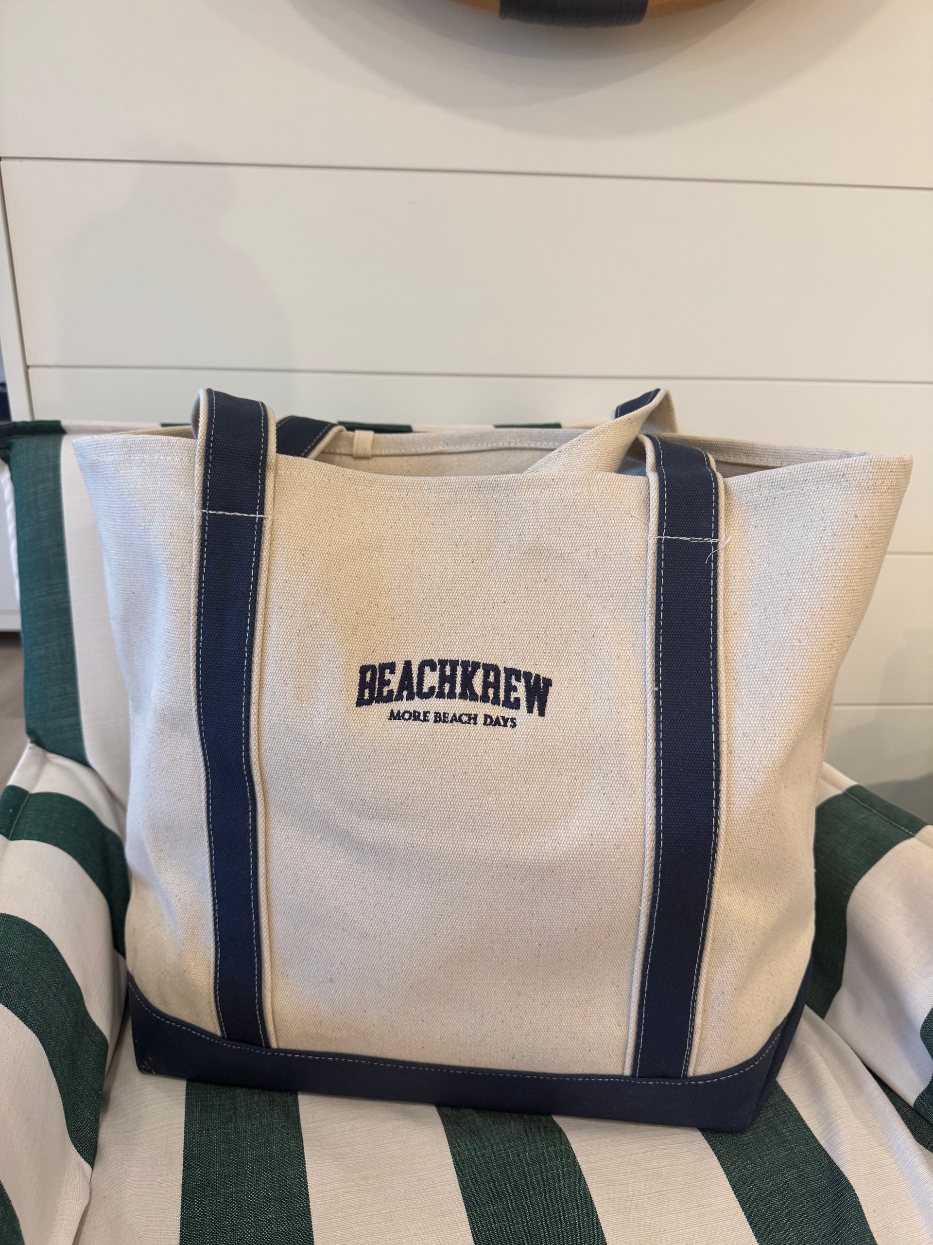 BEACHKREW BOATER TOTE BAG XL - NATURAL / NAVY