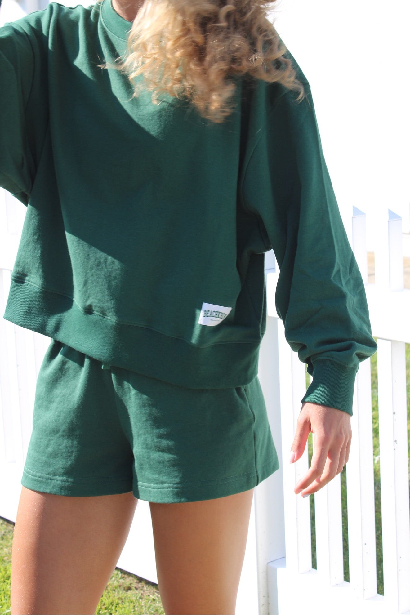 VARSITY PATCH TERRY CREWNECK - SEAGRASS