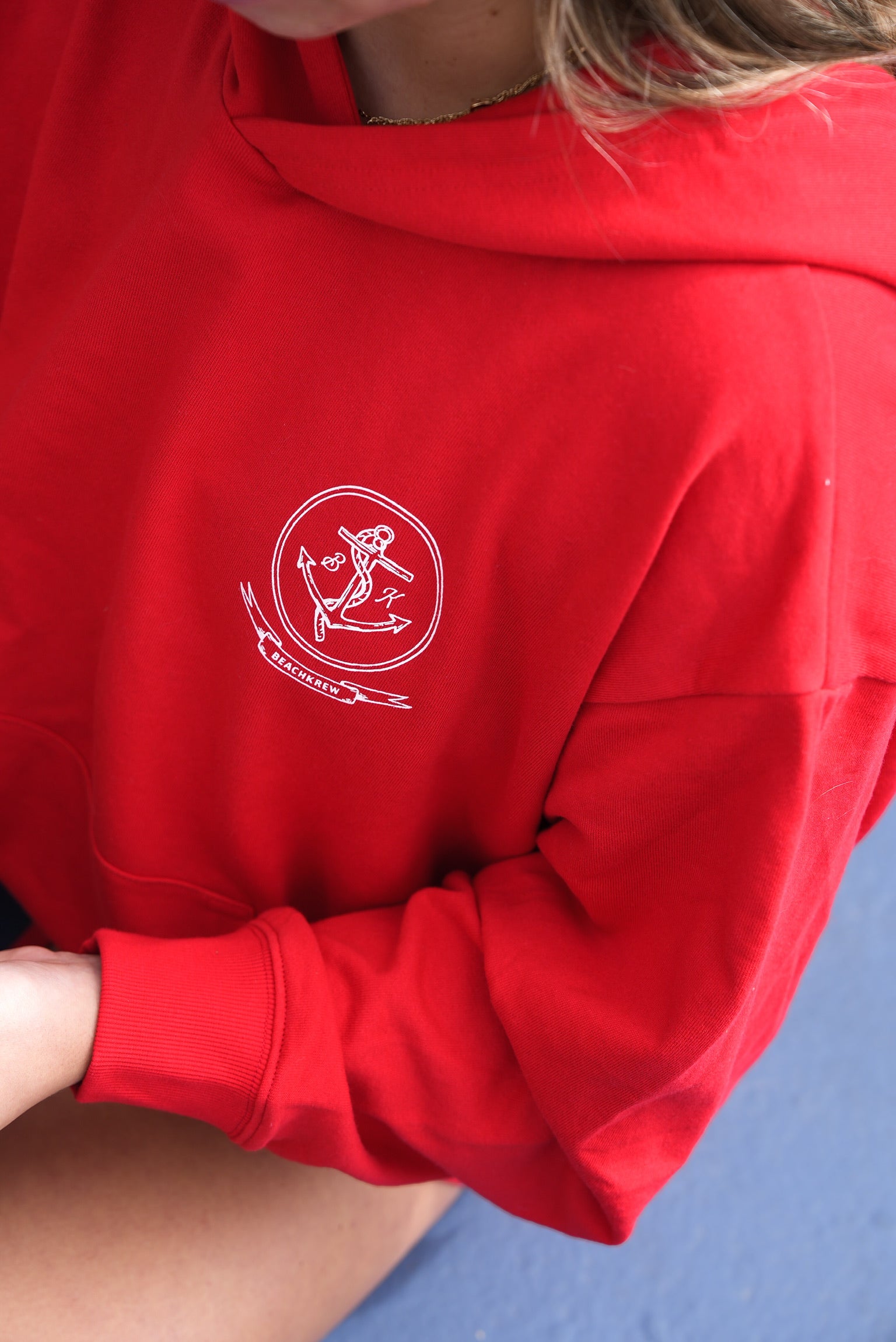 ANCHOR TERRY HOODIE - CHERRY