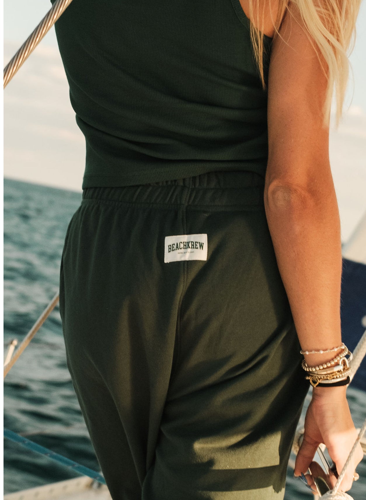 VARSITY PATCH TERRY SWEATPANTS - SEAGRASS