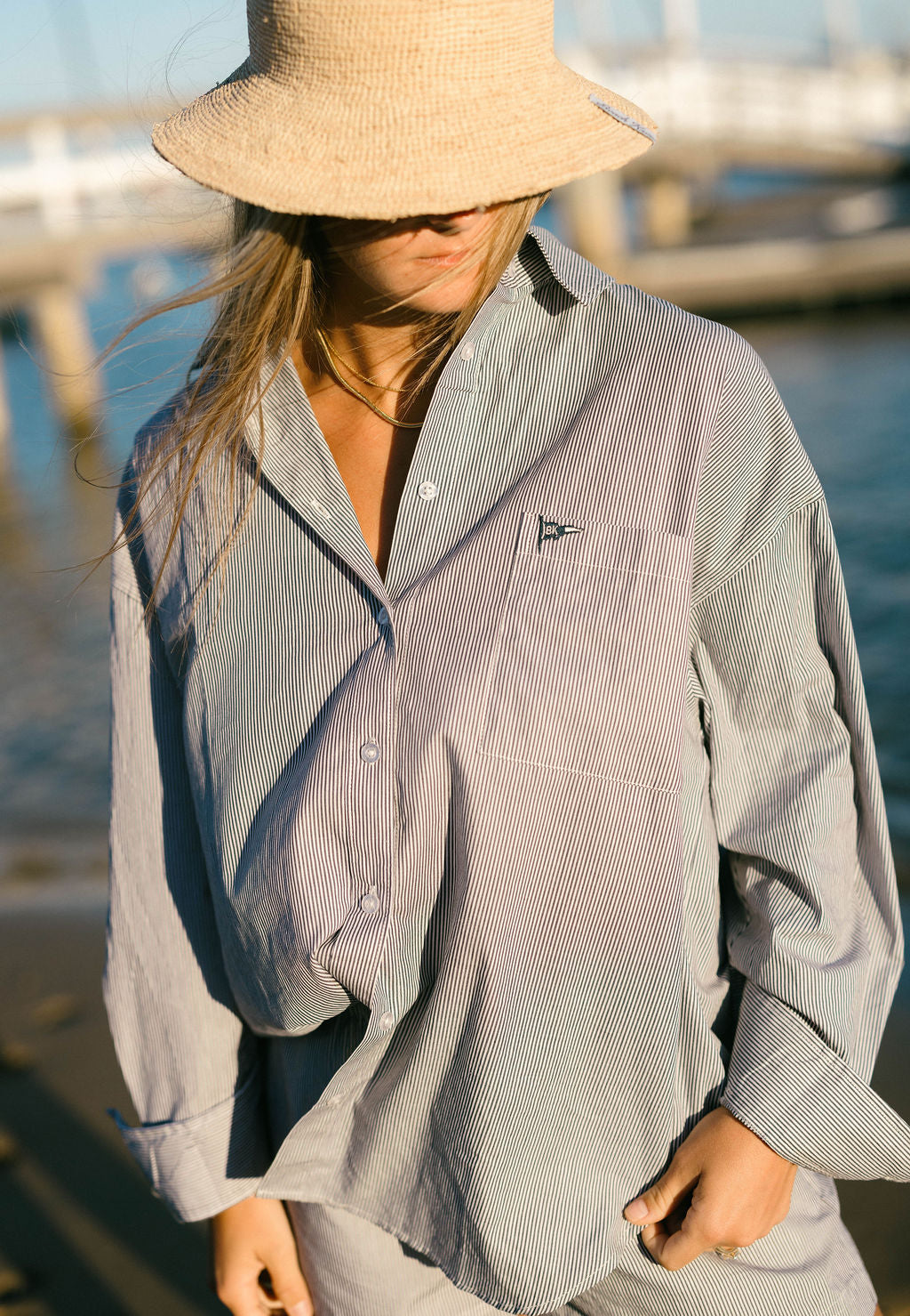 BURGEE STRIPED BUTTON DOWN - NAVY