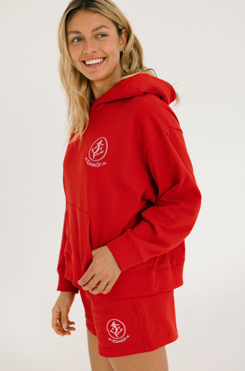 Anchor Terry Hoodie - Cherry