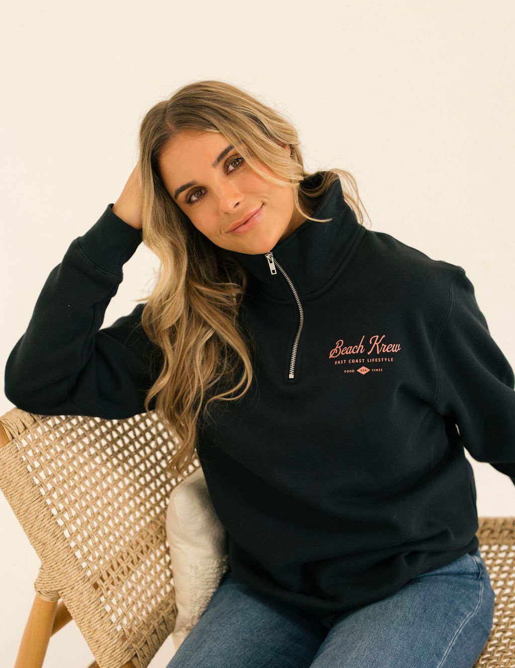 EAST COAST QUARTER ZIP SWEATSHIRT - NAVY