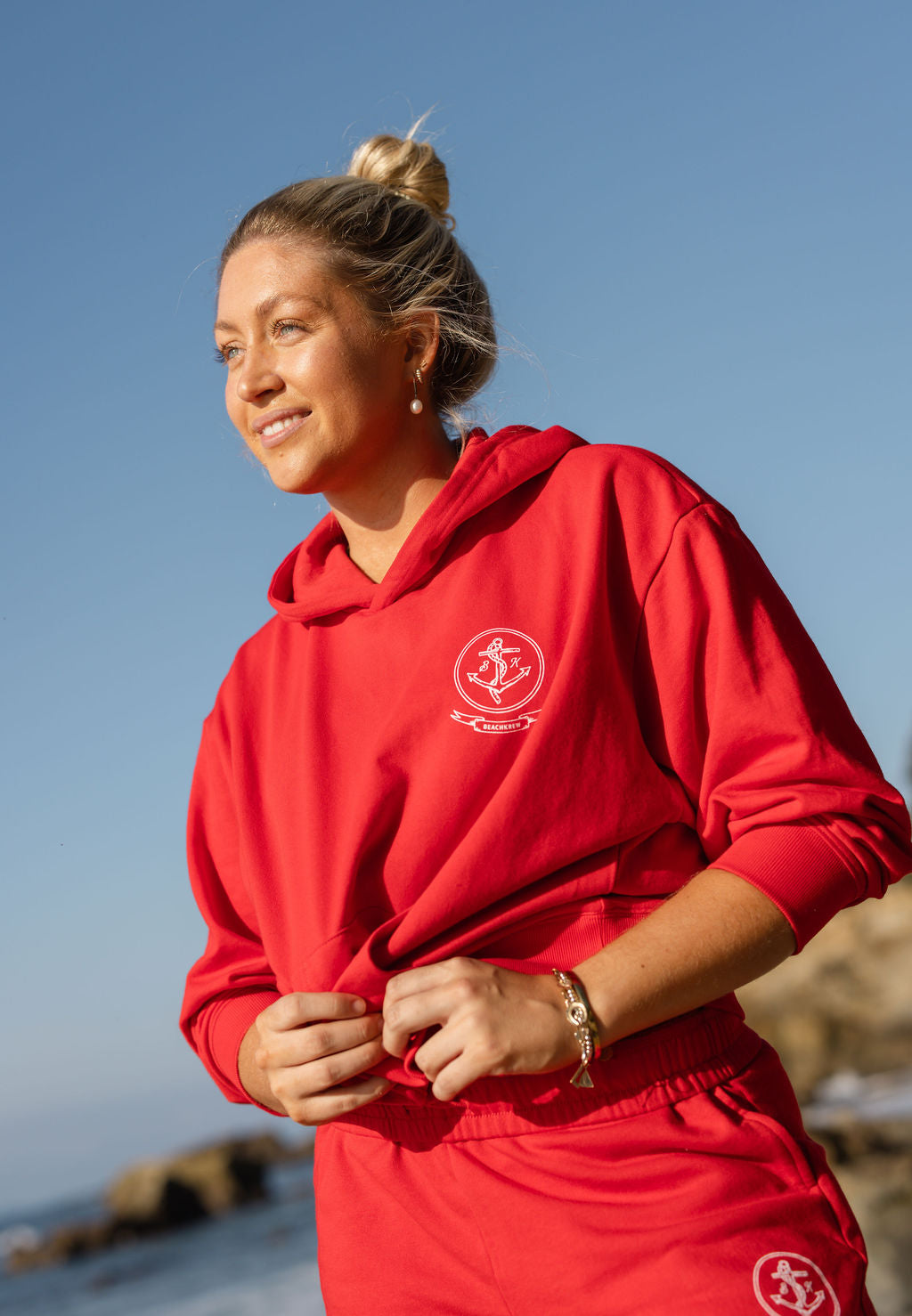 Anchor Terry Hoodie - Cherry