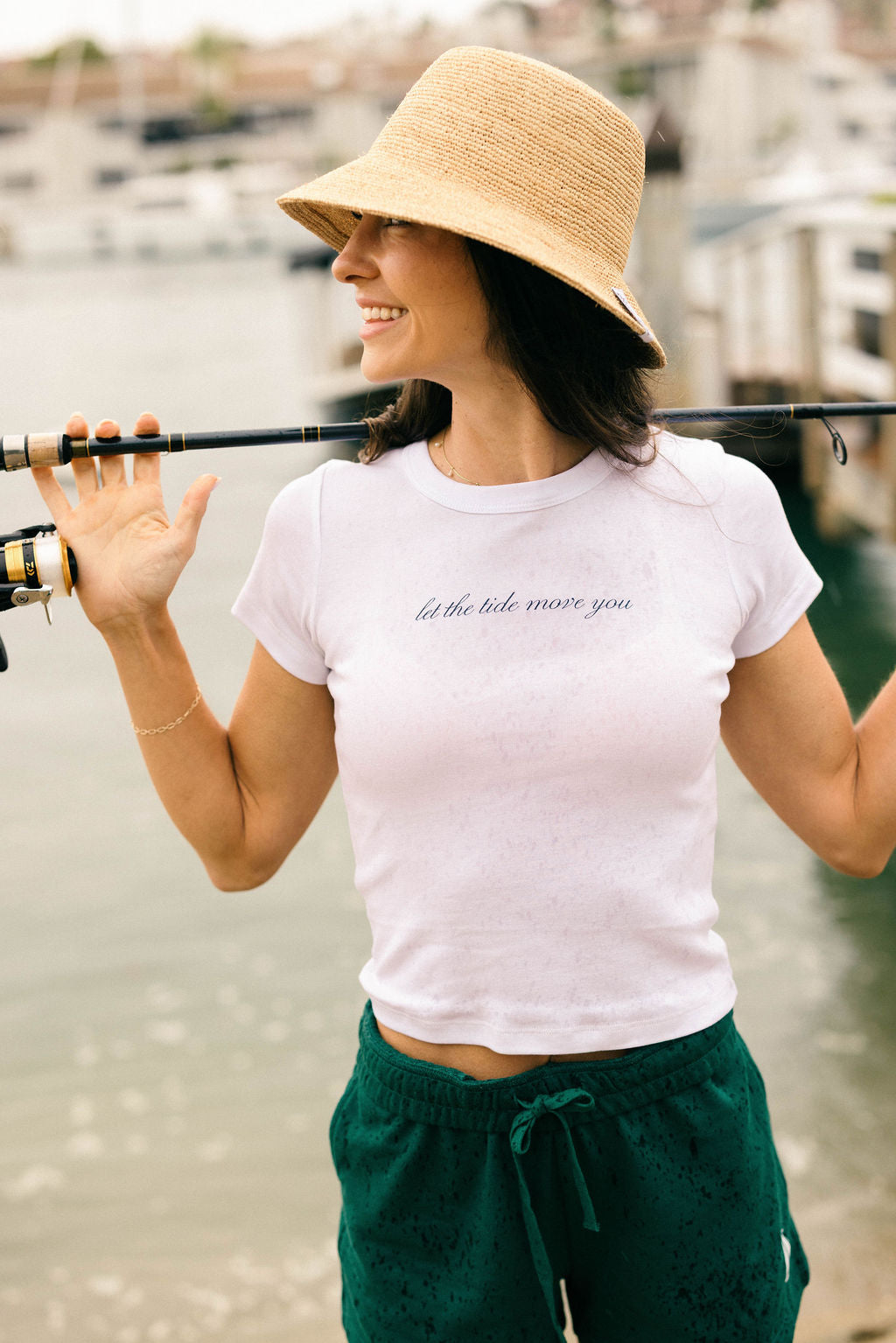 Let the Tide Move You Baby Tee - White