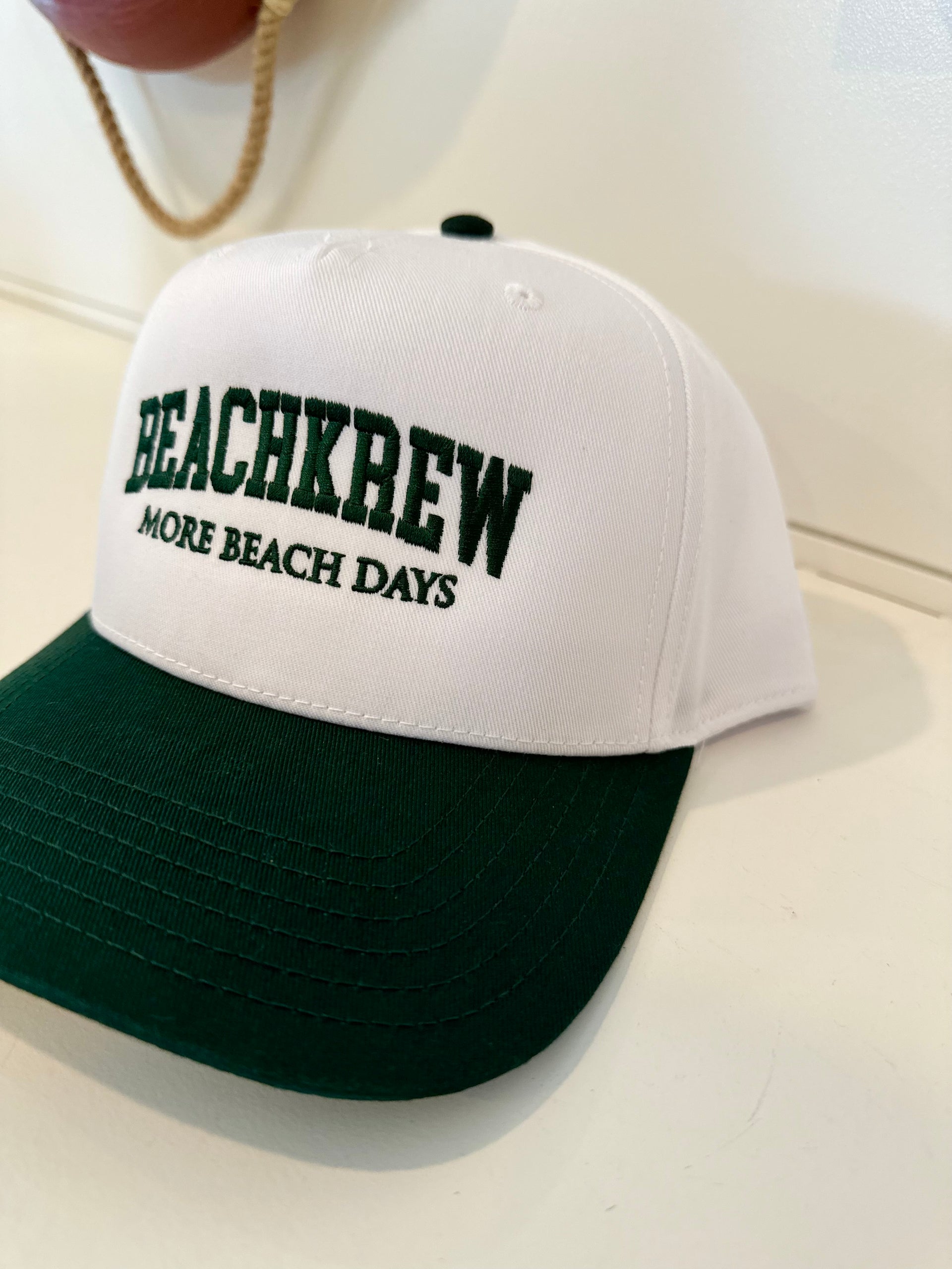 BEACHKREW VARSITY SIGNATURE HAT - WHITE / GREEN