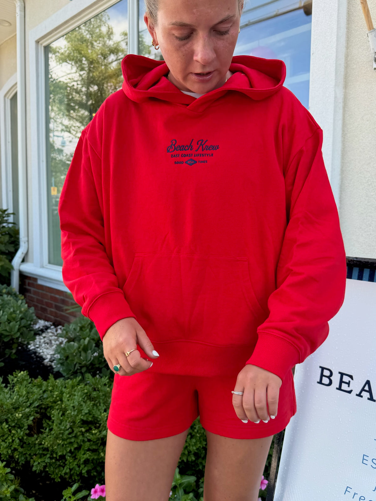 EAST COAST TERRY HOODIE - CHERRY