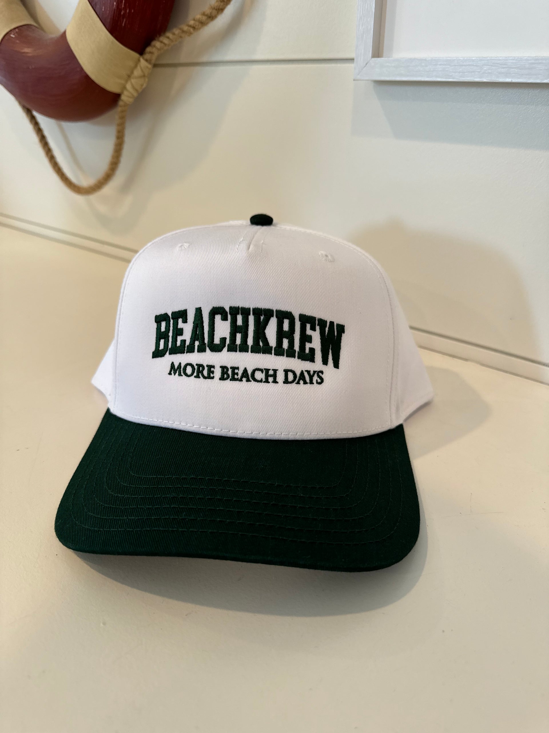 BEACHKREW VARSITY SIGNATURE HAT - WHITE / GREEN