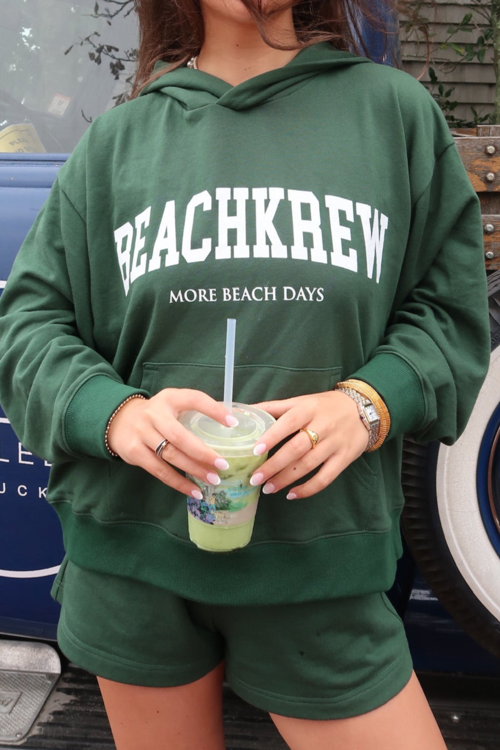VARSITY TERRY HOODIE - SEAGRASS