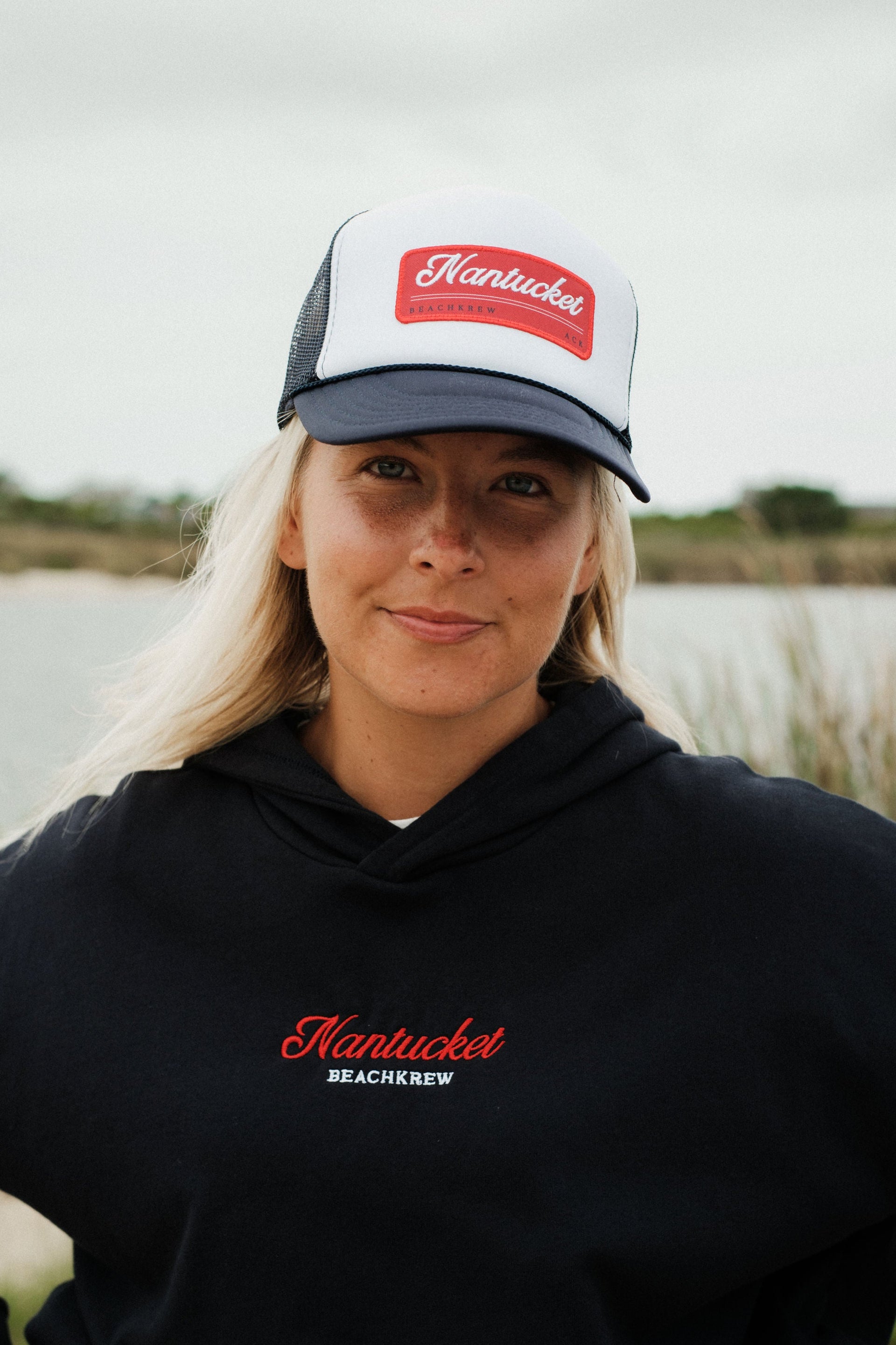 NANTUCKET PATCH TRUCKER HAT - NAVY/ W WHITE