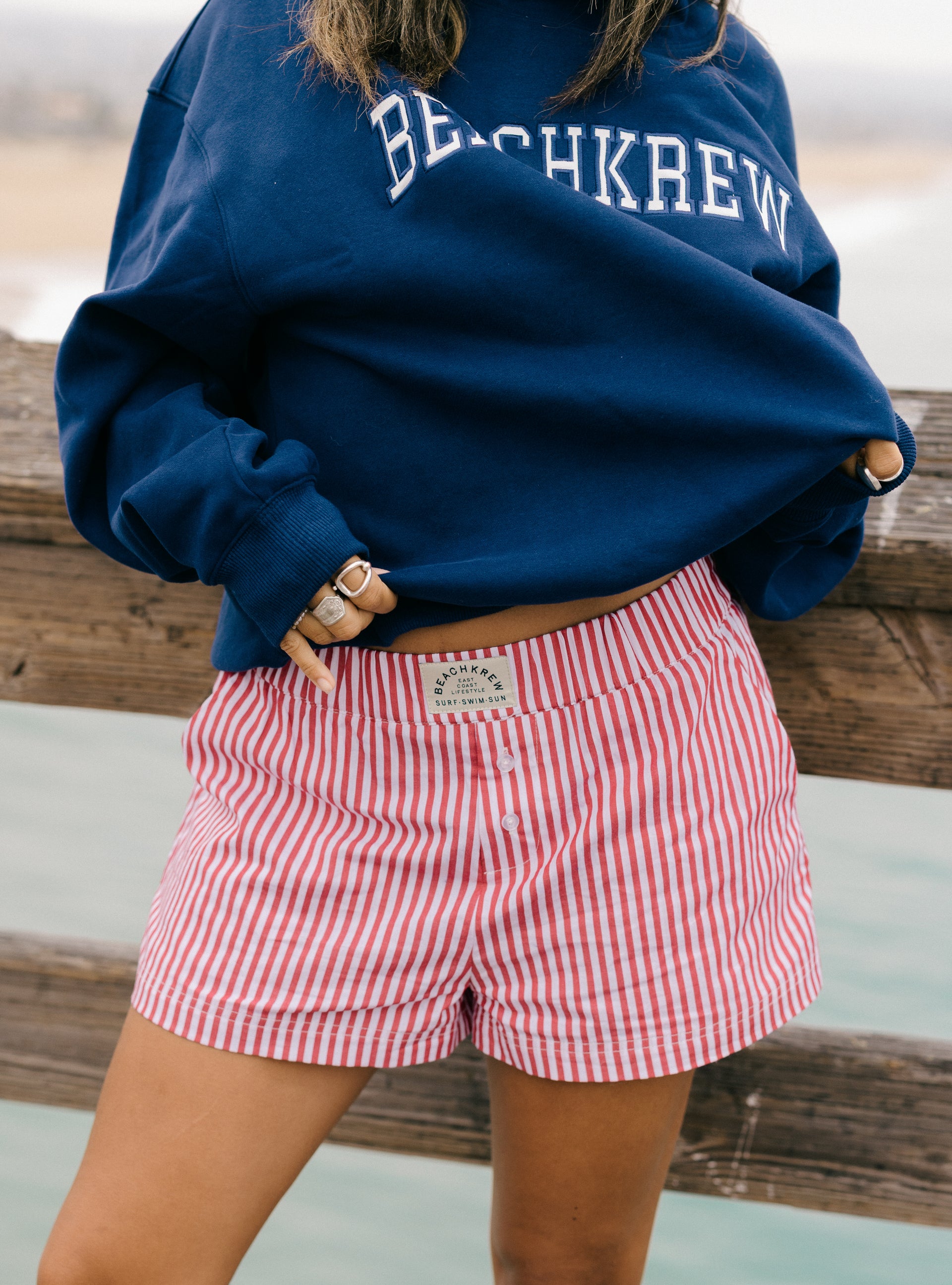 SURF SWIM SUN STRIPED SHORTS - RED