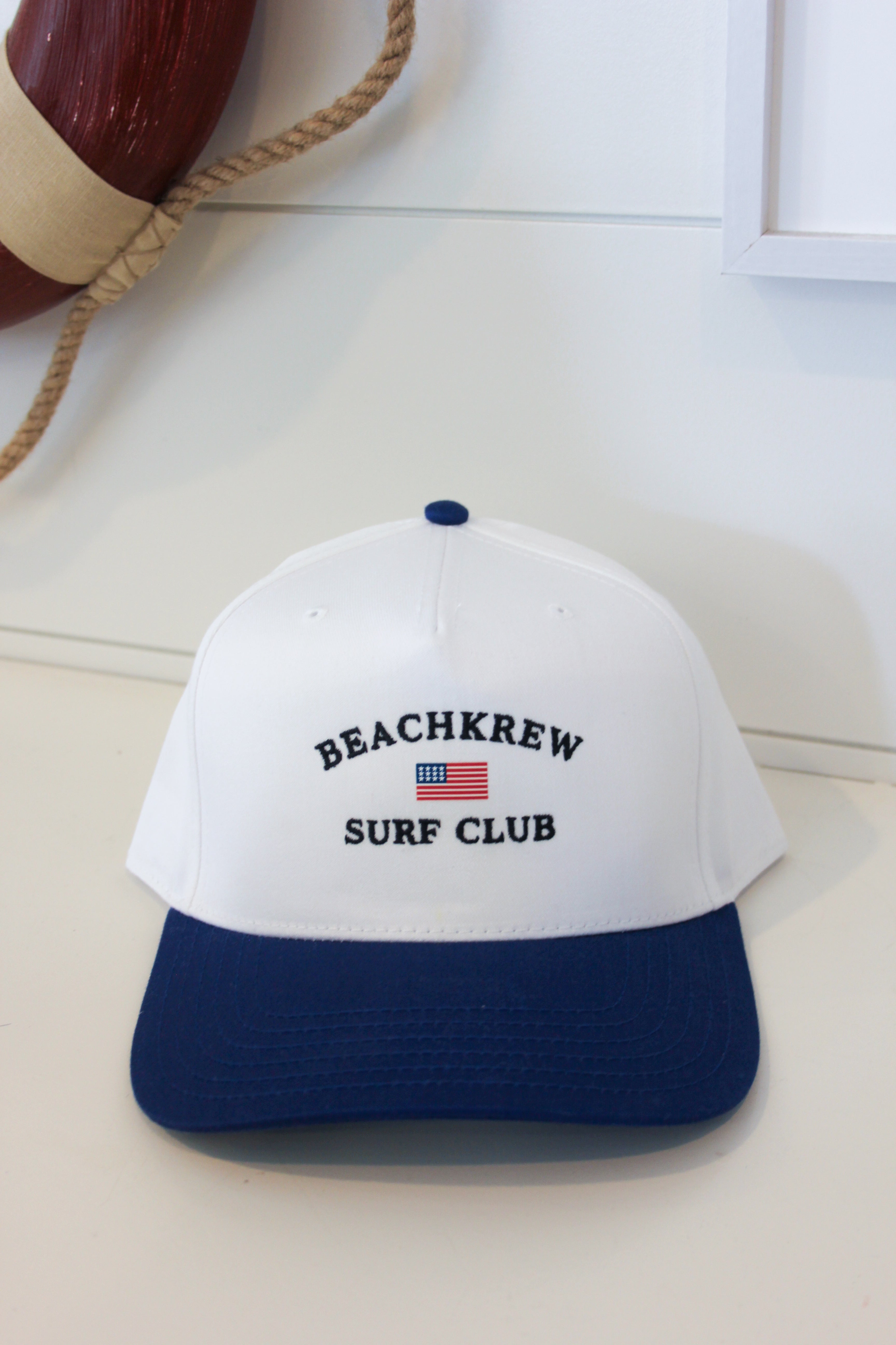 SURF CLUB SIGNATURE HAT - WHITE W/ ROYAL BLUE – beachkrew