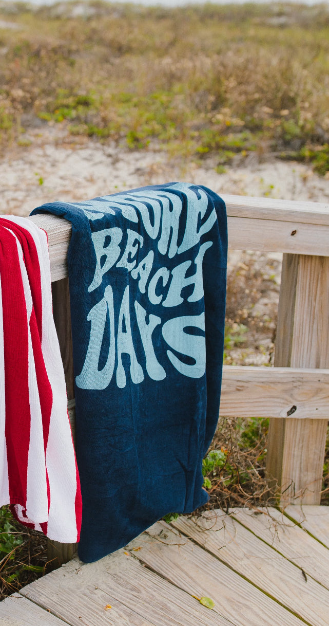 MORE BEACH DAYS BEACH TOWEL - NAVY