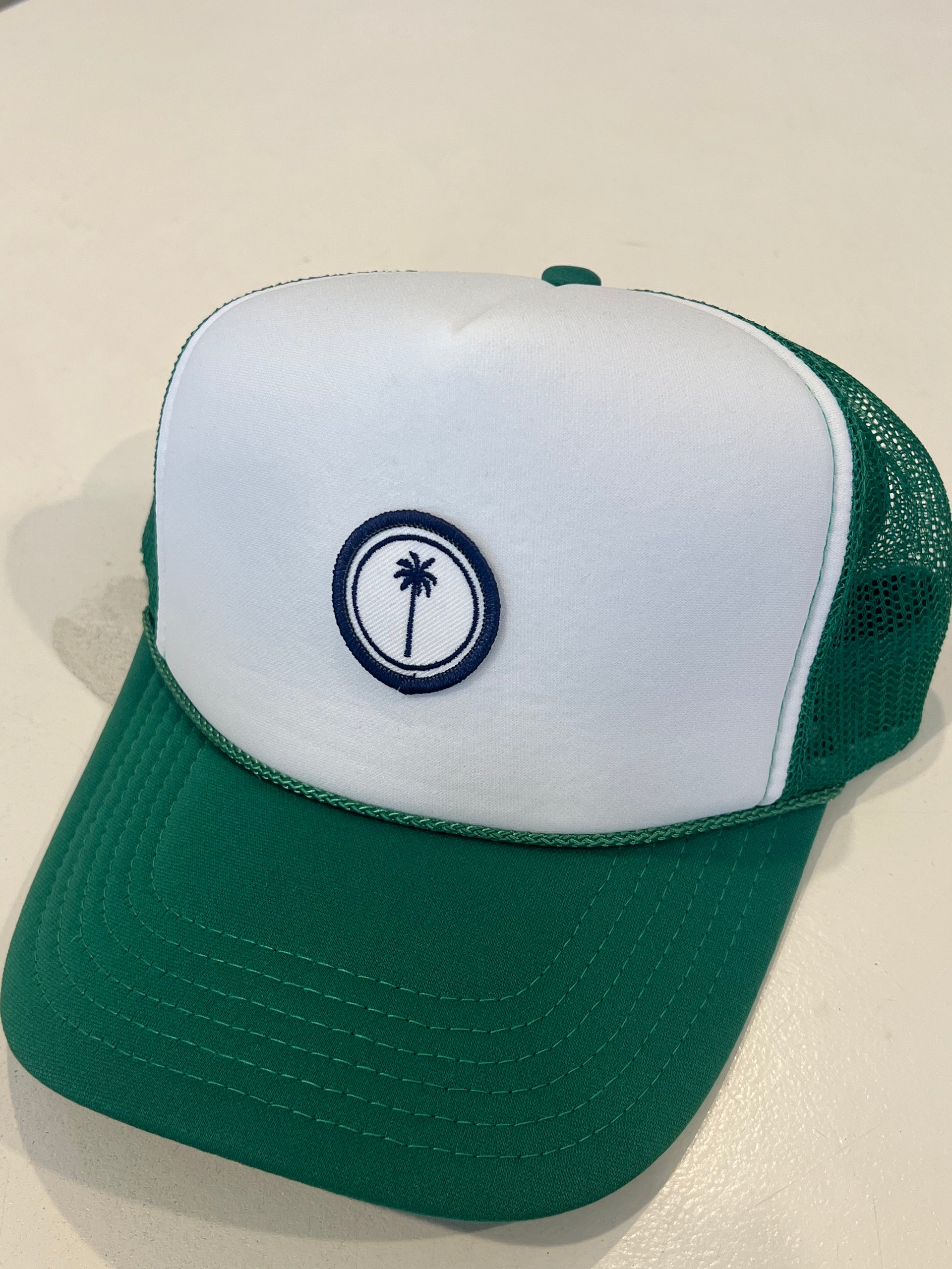 BK CLASSICS PALM TRUCKER HAT - GREEN / WHITE