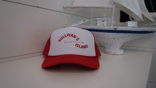 SULLIVAN'S ISLAND TRUCKER HAT - WHITE / RED