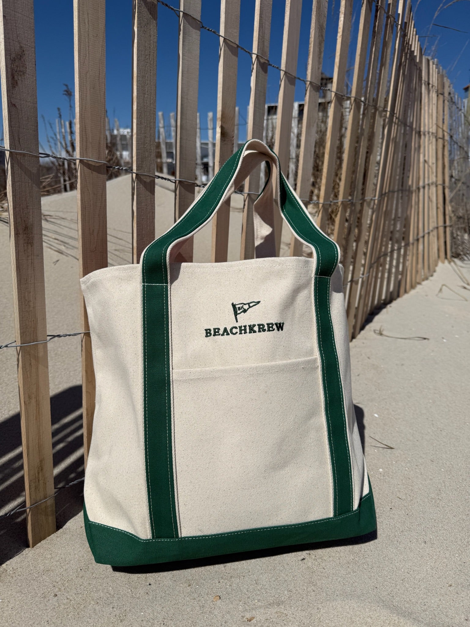 BURGEE BOATER BAG - NATURAL / GREEN