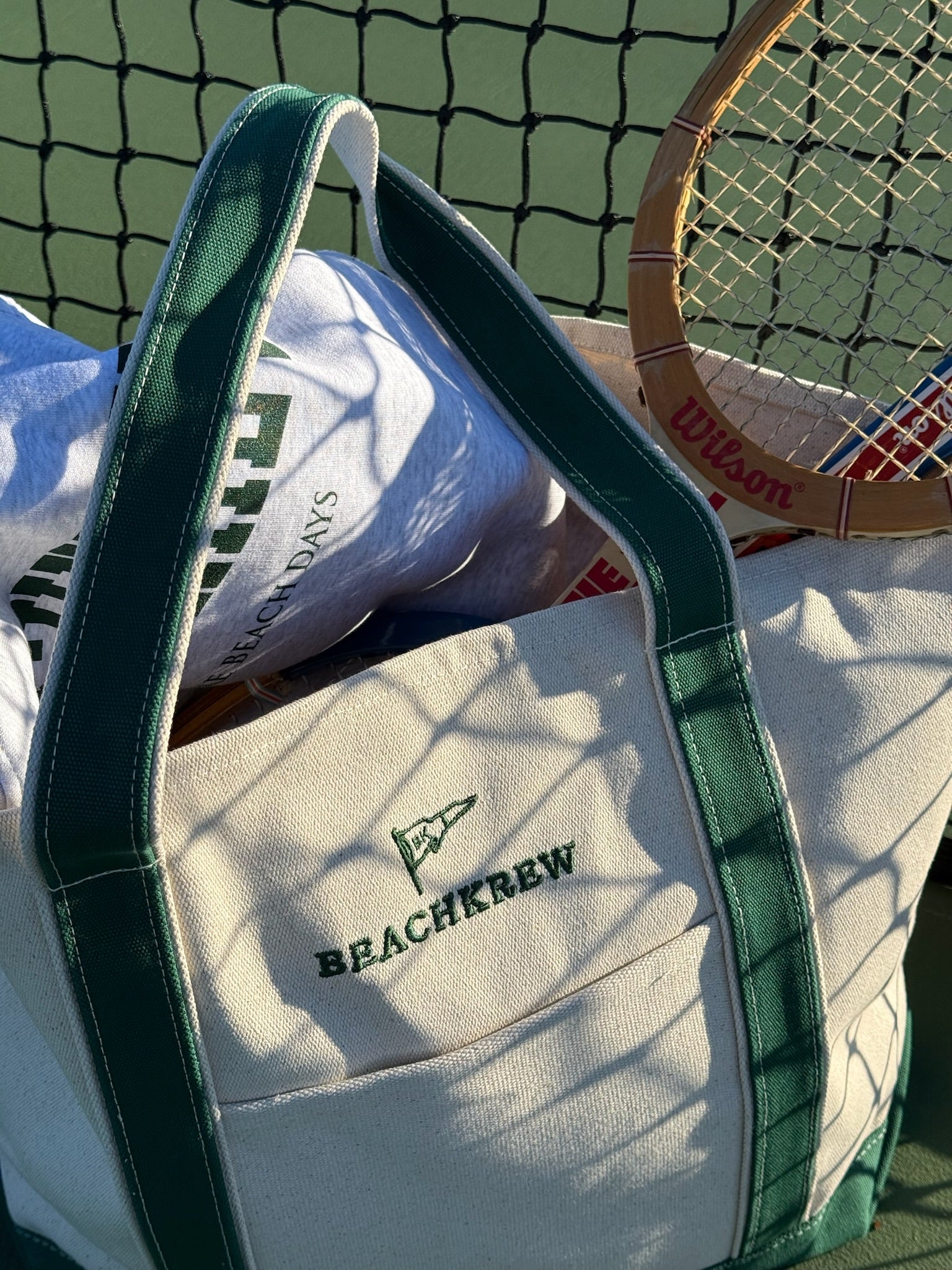 BURGEE BOATER BAG - NATURAL / GREEN