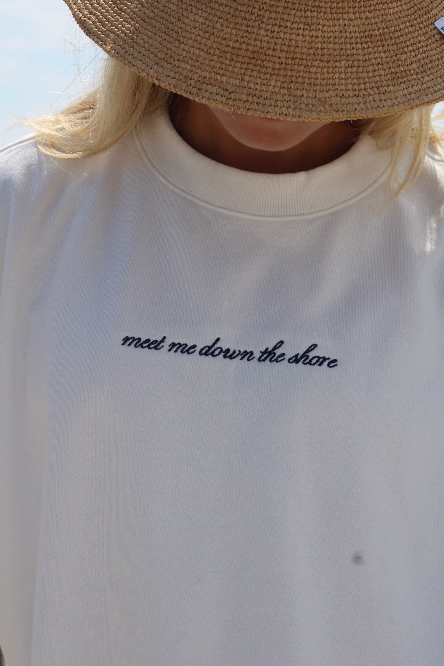 MEET ME DOWN THE SHORE TERRY CREWNECK - SALT