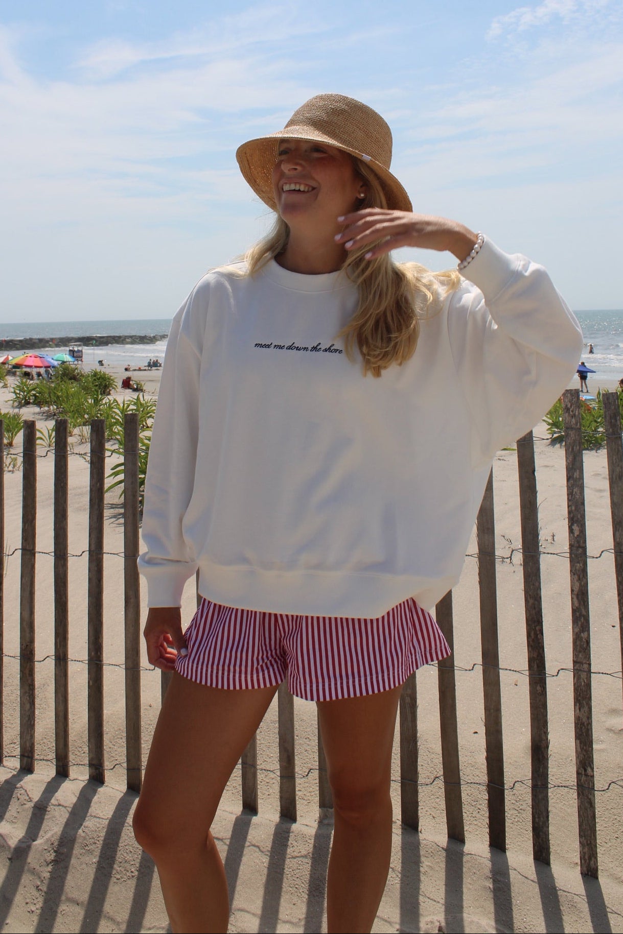 MEET ME DOWN THE SHORE TERRY CREWNECK - SALT